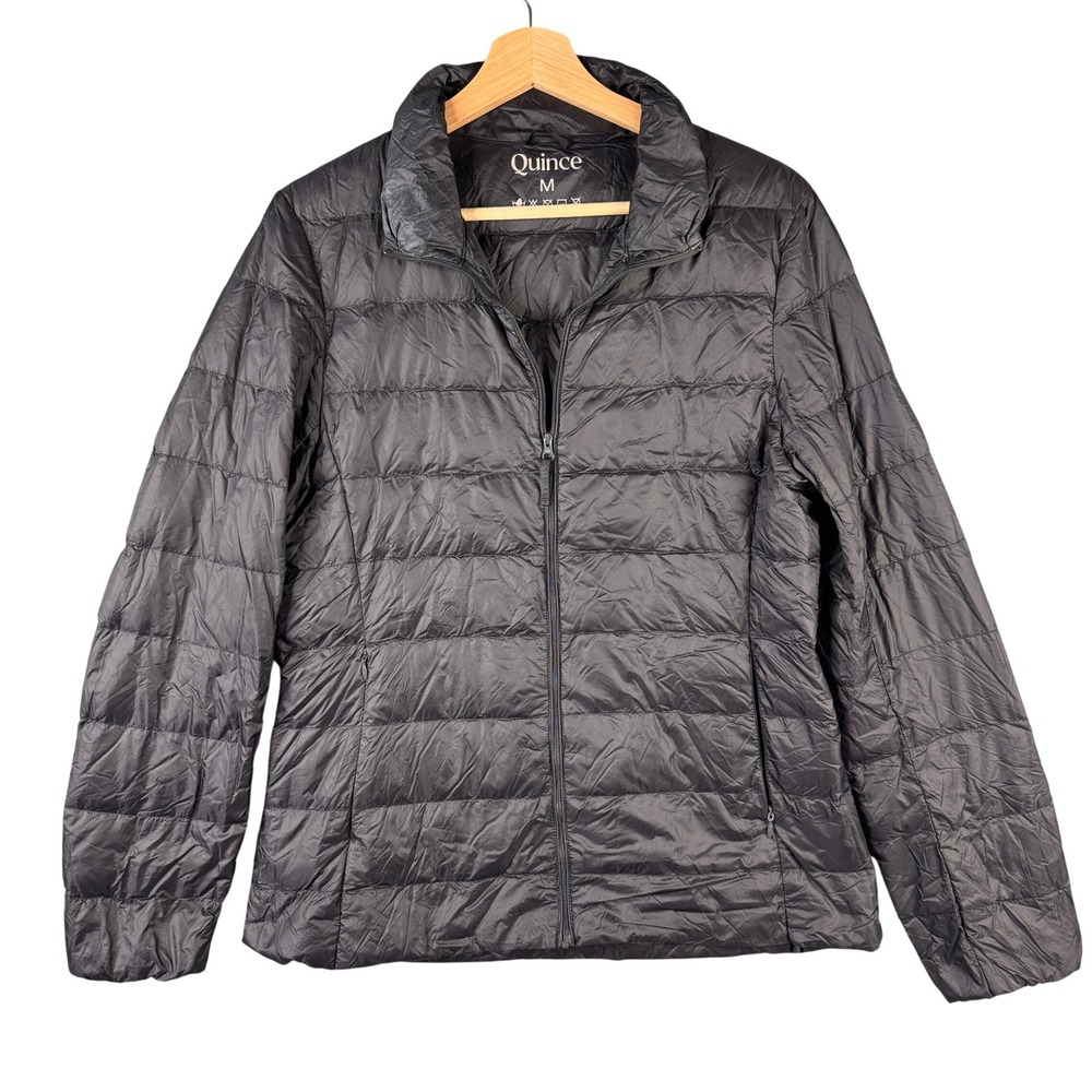 Quince Womens Lightweight Down Puffer Jacket Black W-JKT-10 Size M Full Zip